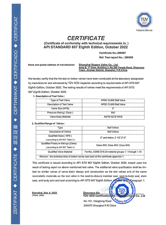 Fire certification ball valve 2 inch 600LB